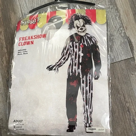 Spirit Freakshow Clown Costume - Black, White, and Red - Picture 1 of 11